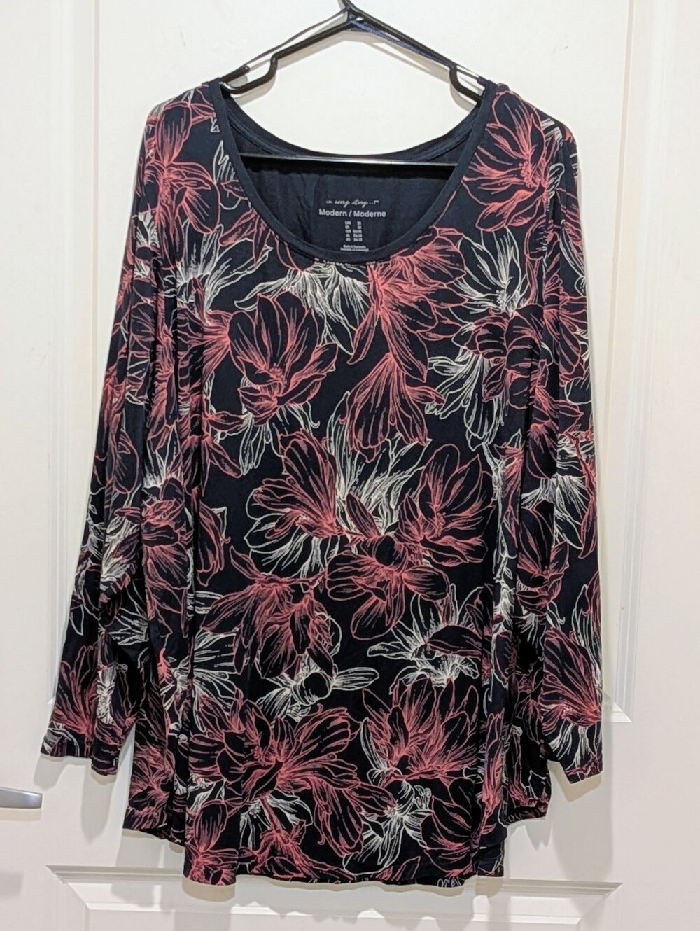 GUC Pennington's 3X Super Soft Blue Pink and White Floral Long Sleeve Top